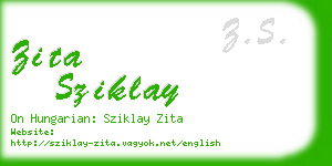 zita sziklay business card